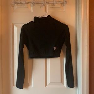 Varsity Women’s Black Cropped Long sleeve Top. Stretchy. Size Medium